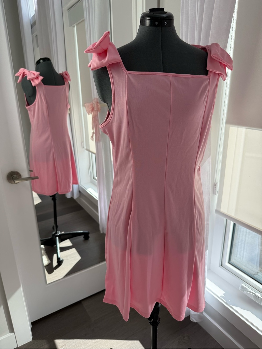 NEW Pink Mini Dress with Shoulder Bows Size XL